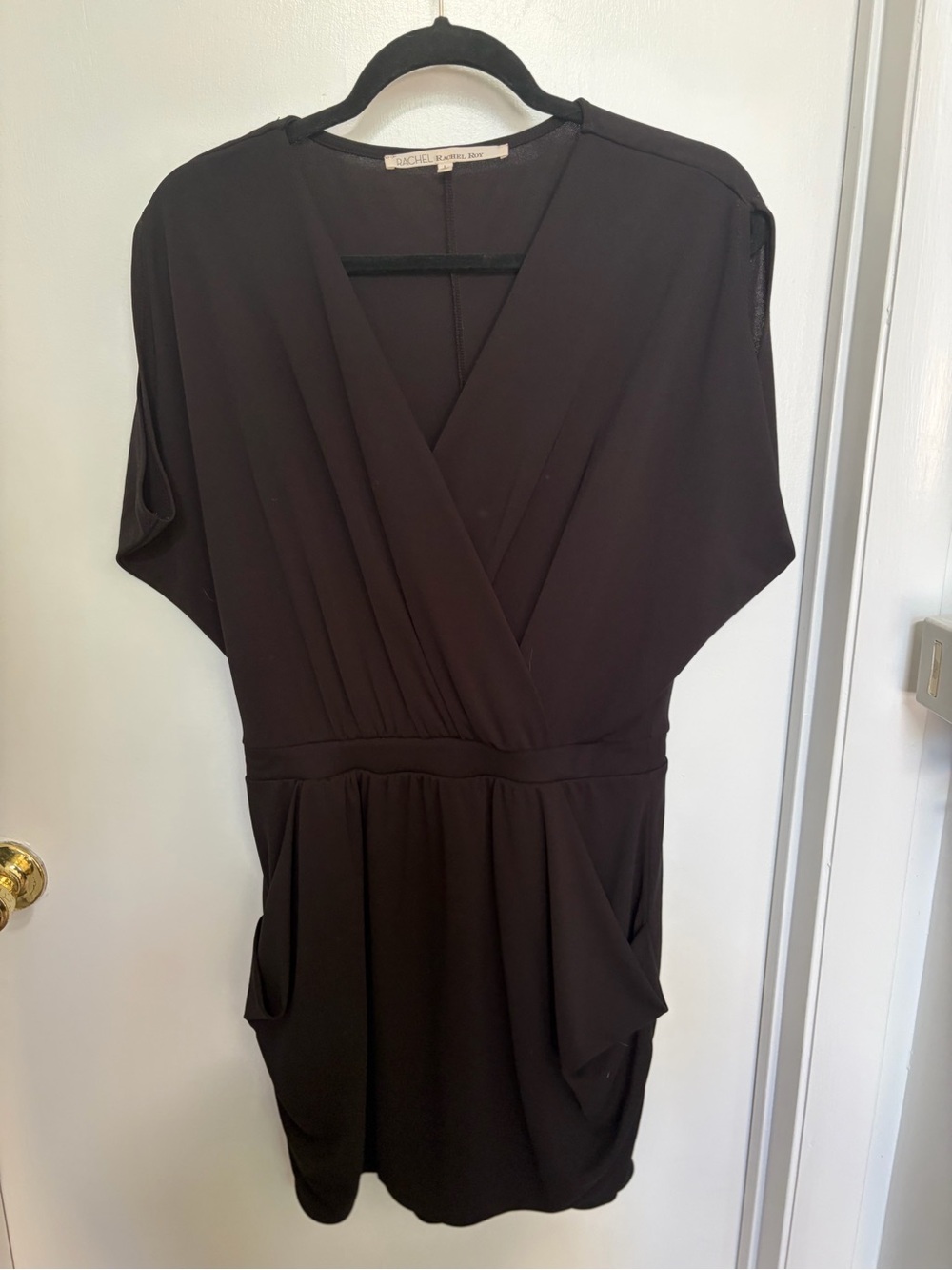 RACHEL Rachel Roy Black Dress with Branded Ribbon Neckline